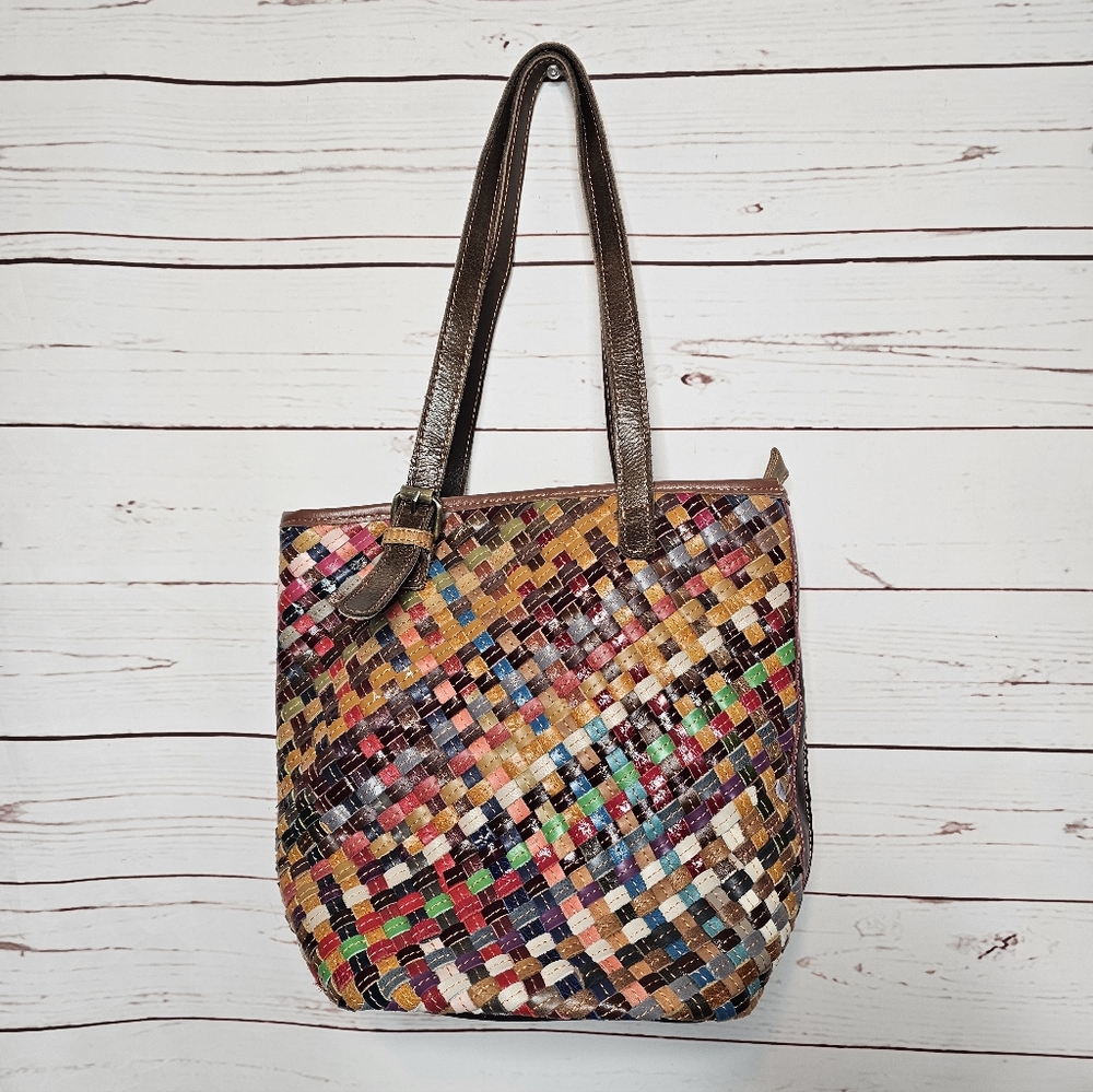 Amerileather Multicolor Woven Tote Handbag